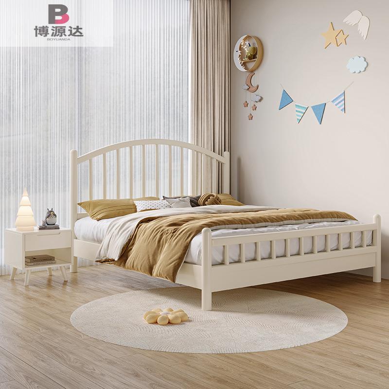 白色纯实木温莎床奶油风儿童女孩公主床现代简约1.5米1.8米木床