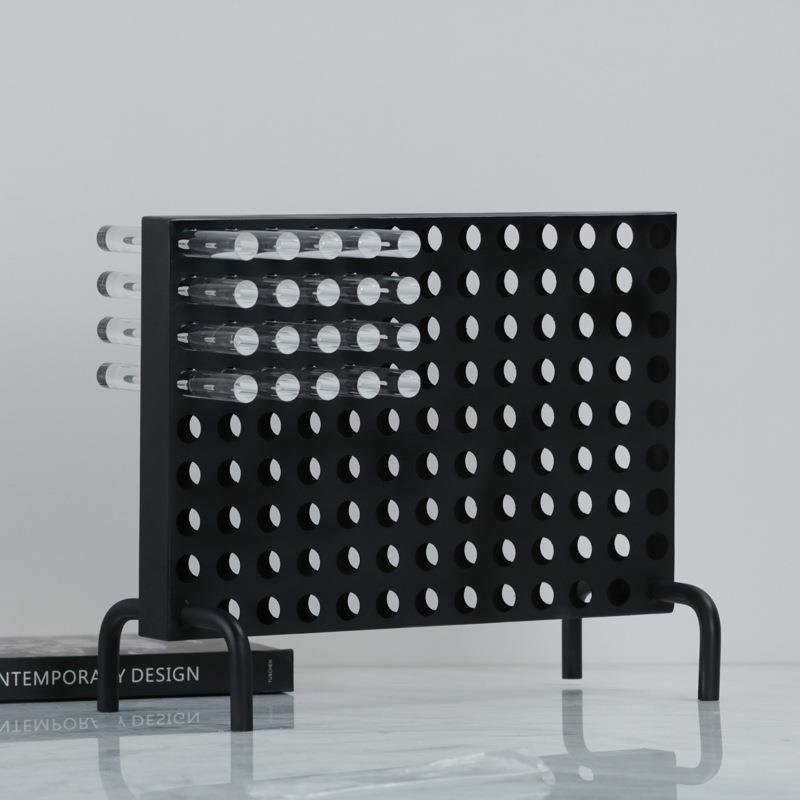 现代简约黑色金属亚克力插孔屏风摆件售楼处样板间客厅桌面装饰品