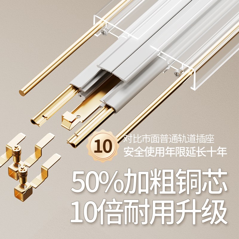 轨道插座可移动电力导轨厨房客厅卧室无线餐边柜超薄排插接线板