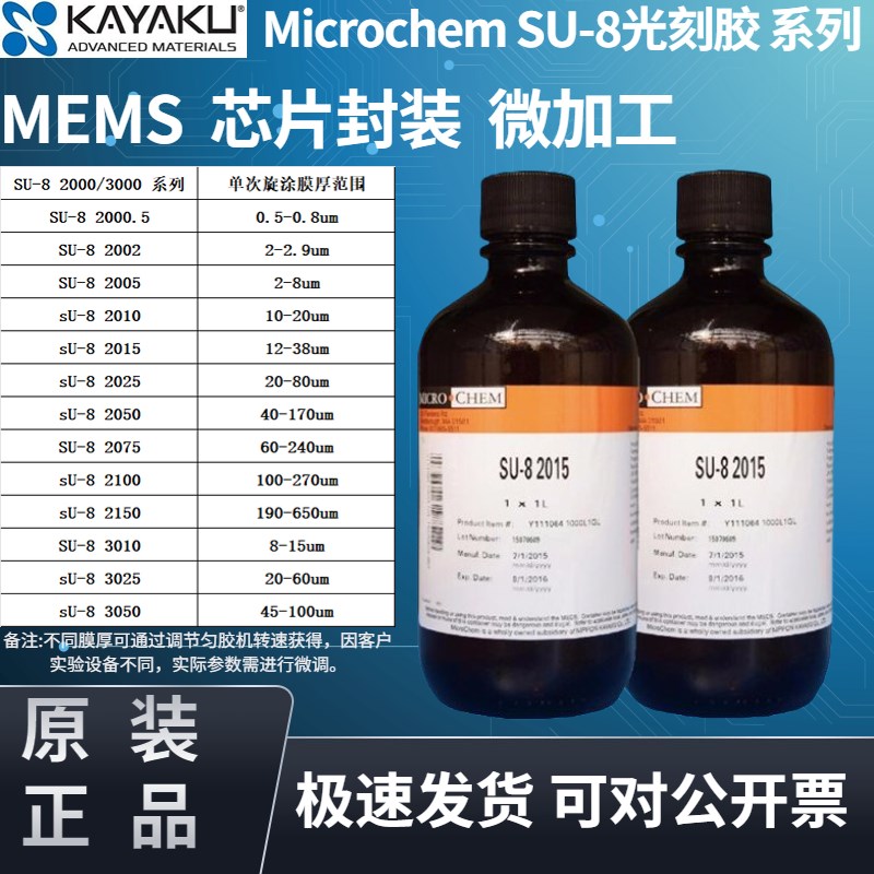 SU8光刻胶2005 2010 2015 2025 2035 2050 2075 SU8去胶液显影液