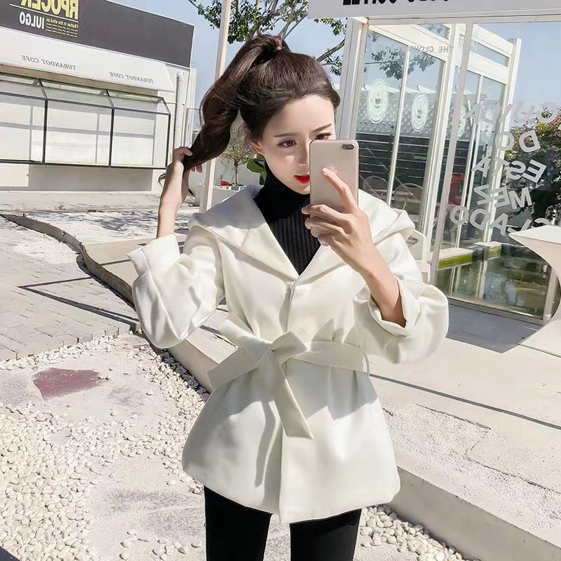 连帽短款时尚百搭呢子外套女士2025秋冬小个子斗篷韩版气质大衣潮