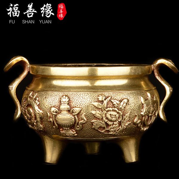 福善缘 纯铜香炉供佛供奉家用室内摆件大号佛具仿古八宝香炉铜鼎