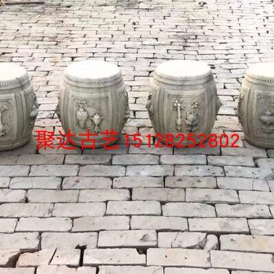 汉白玉仿古石雕鼓凳石凳石墩花墩方墩石凳子石鼓花几石座鼓墩圆凳
