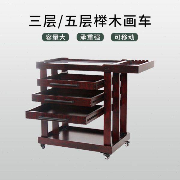 丰丰画车油画车多功能榉木三层五层美术写生专用可移动小推车画车