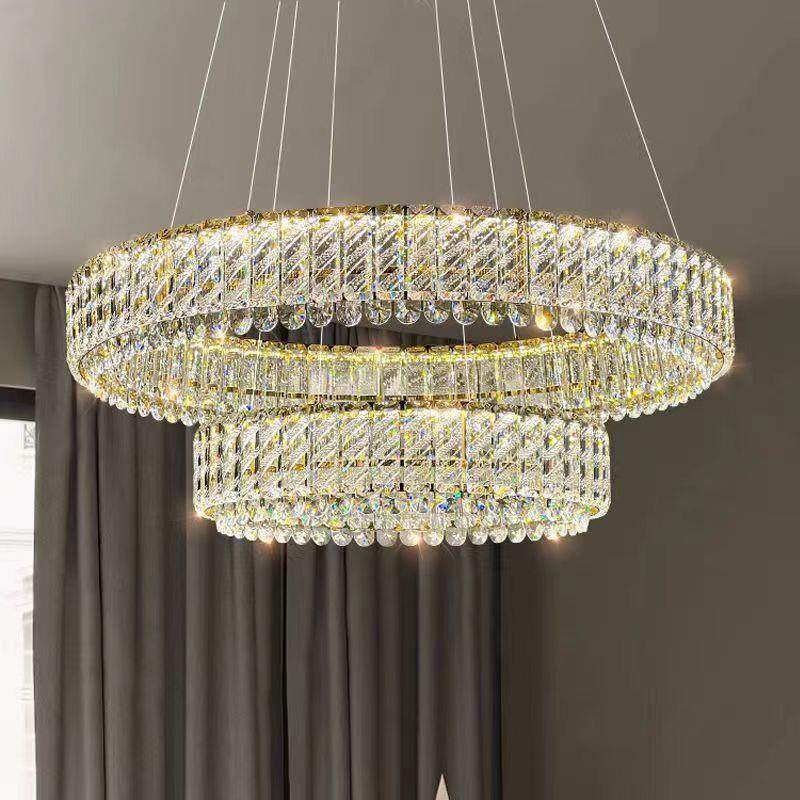流星水晶吊灯2024新款高端大气客厅圆环餐厅卧室灯法式轻奢主灯