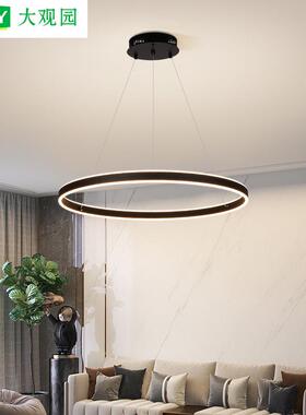 客厅吊灯2025新款简约现代客厅主灯圆环卧室灯极简餐厅灯具357L