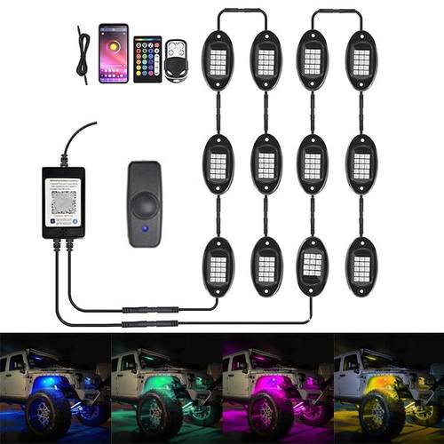 汽车RGB底盘灯七彩APP遥控LED氛围灯音乐节奏灯汽车越野车底