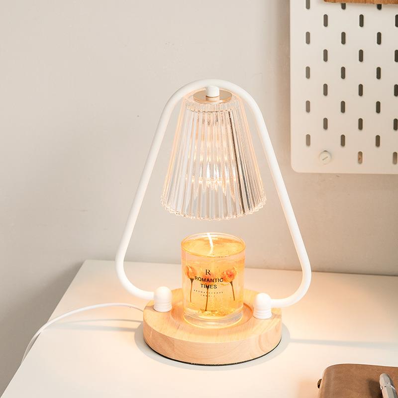 薰灯融烛灯定时调光融蜡灯欧式橡木台灯卧室床头玻璃复古氛围灯