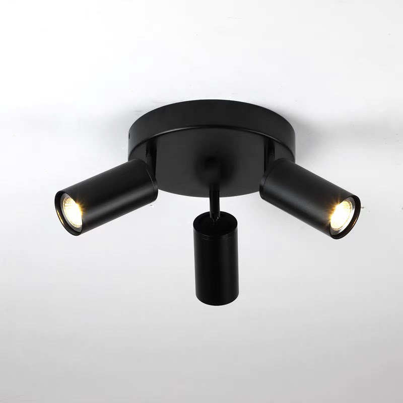 双头明装射灯GU10三头吸顶灯客厅过道背景灯LED可换灯泡防眩筒灯