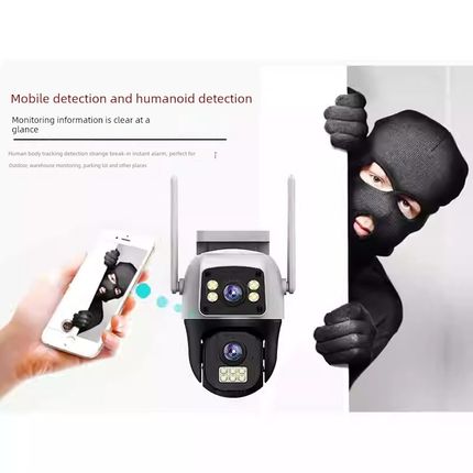 V380摄像头双屏高清监控摄像头360度夜视无盲点户外家居