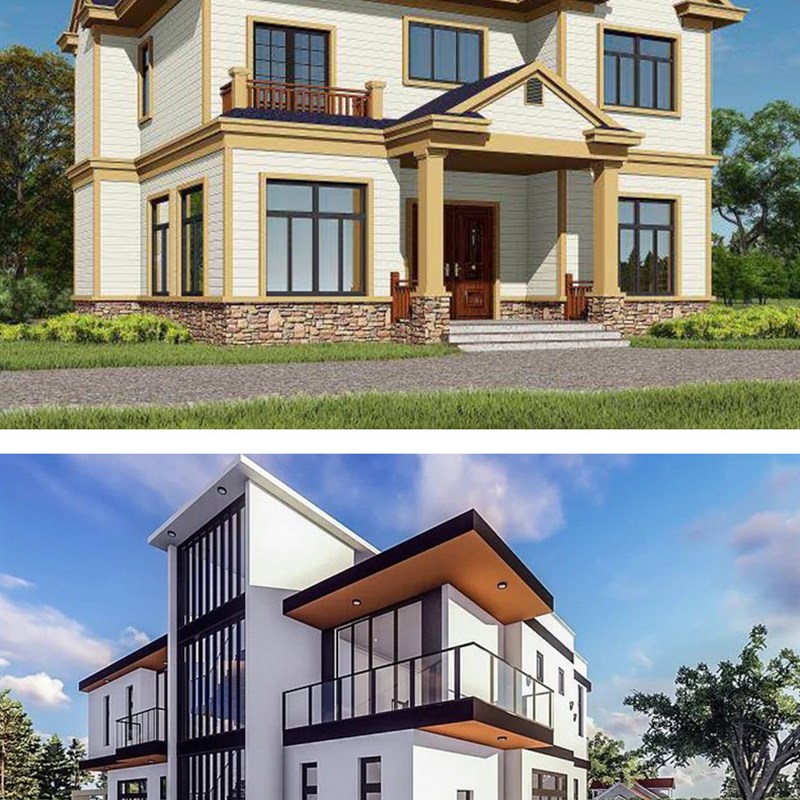 轻钢别墅厂家直供自建房钢结构集成别墅智能家居控制系统轻钢别墅