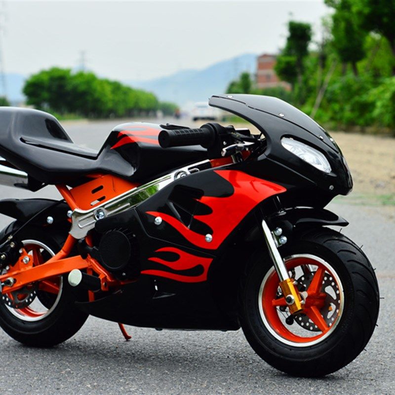 儿童骑士带灯小型摩托车迷你小跑车小摩托车49cc非成人汽油儿童