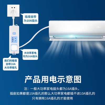 4000w插座大功率16排插插排接线板带线无线空调热水X器汽车电车专
