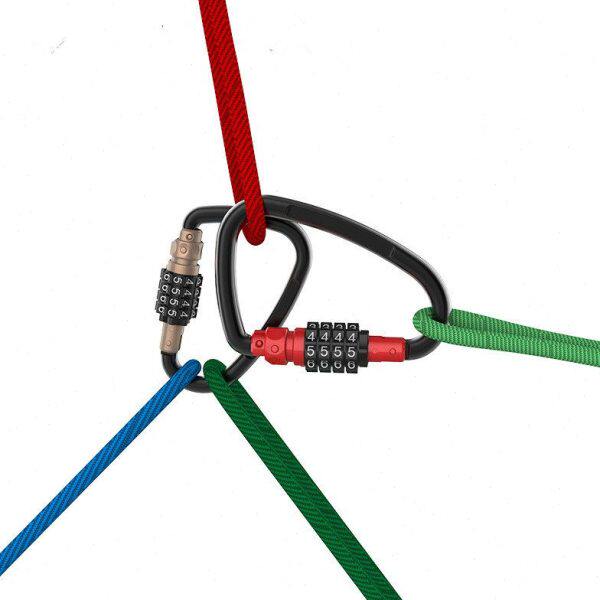 新款大号多功能随身登山扣密码锁自行车电动车头盔车篮筐密码挂锁