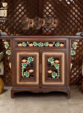 异丽东南亚风格家具泰式客厅玄关柜泰国门厅玄关桌隔断柜边柜酒柜