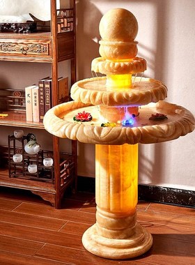 透光石头假山流水喷泉摆件客厅落地家居办公室装饰开业礼品