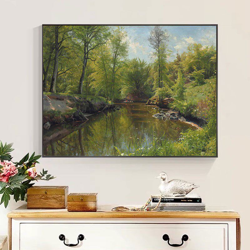 丹麦风景油画大师蒙森德名画山水装饰画客厅餐厅办公室玄关挂画