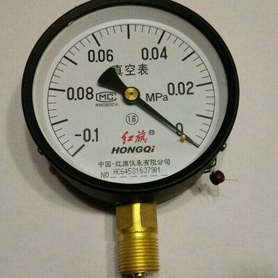 红旗hongqi真空表 直径100mm 测量范围-0.1～0mpa Z-100