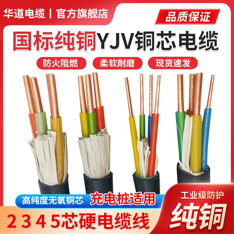 国标纯铜芯V2/3/4/5芯1.5/2.5/4/6/10平方三相室X户外充电桩电缆
