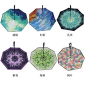双层反向伞手开免持式 汽车晴雨伞加大倒收反骨伞雨伞定制可印logo