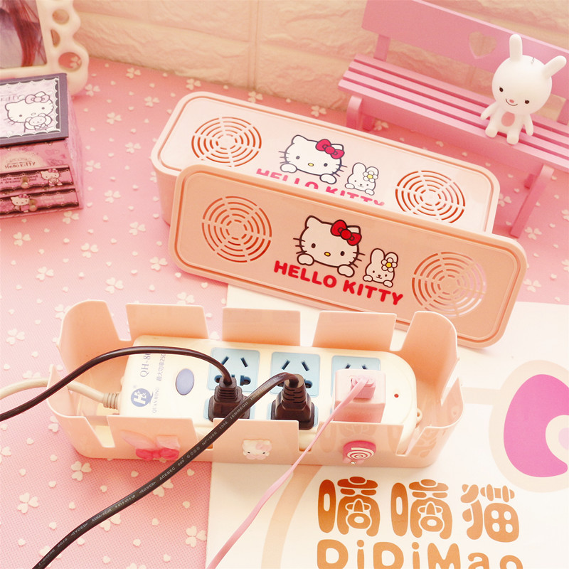 可爱卡通电源线收纳盒q电线插线板整理插座充电线盒插排理线器集