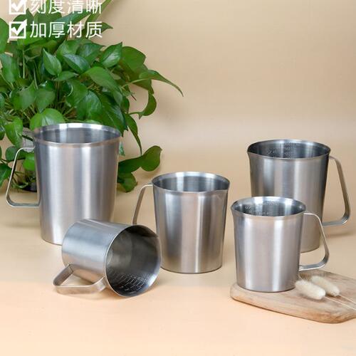 加厚304不锈钢量杯2000ml奶茶咖啡量杯带刻度2L 拉花杯实验杯量筒