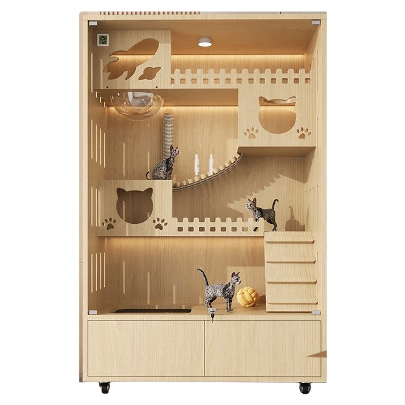 超大空间猫窝爬j架一体猫笼子猫舍实木豪华猫屋猫别墅猫柜家用全