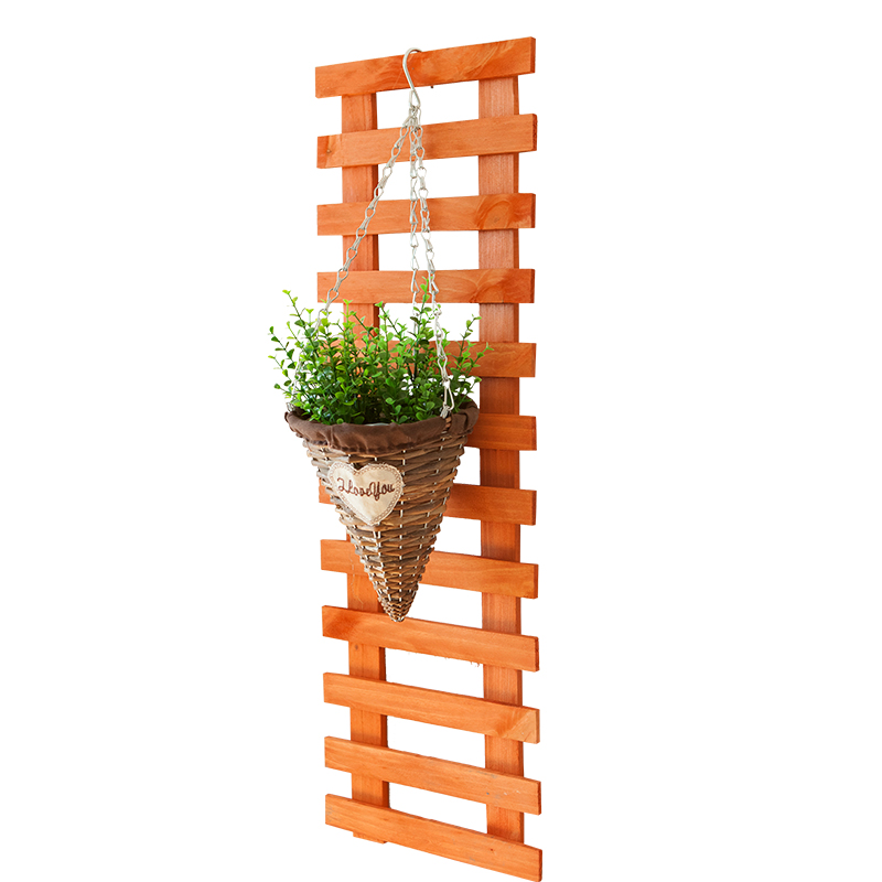 防腐木客厅墙上花架阳台壁挂铁艺挂墙植物架实木S悬挂式墙壁花盆