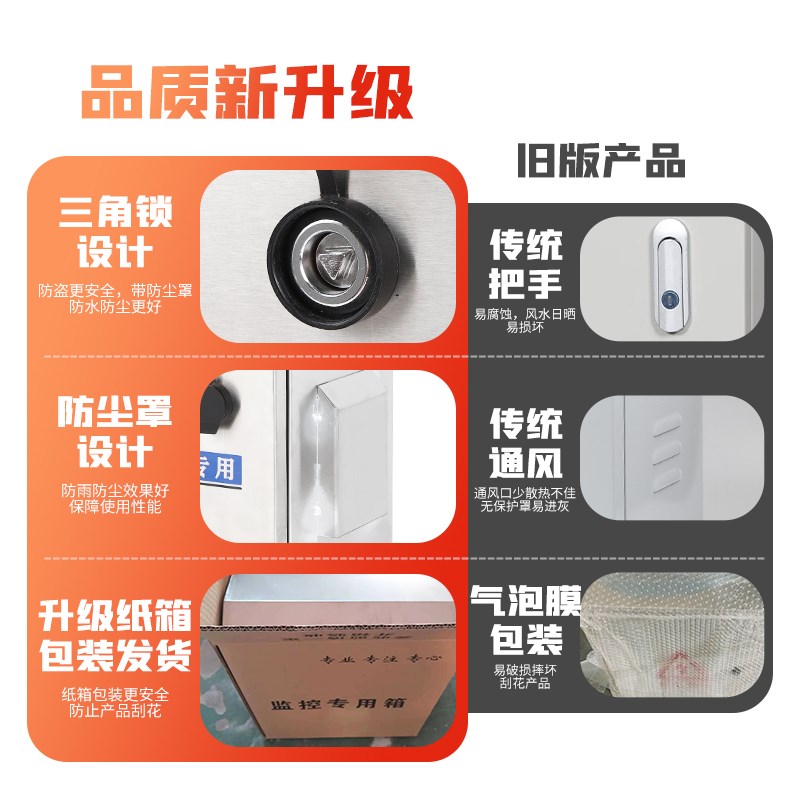 户外防雨水不g锈钢监控箱抱杆配电箱安防成套设备箱室外防雷弱电