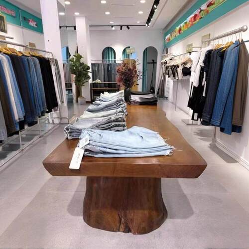 实木大板泡茶桌服装店花店鞋包摆放桌中岛流水台原木桌子展示长桌