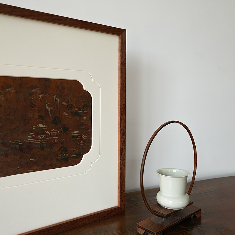 实木装裱画框定制山水画装饰照片风景中式字画十字绣沙比利木框