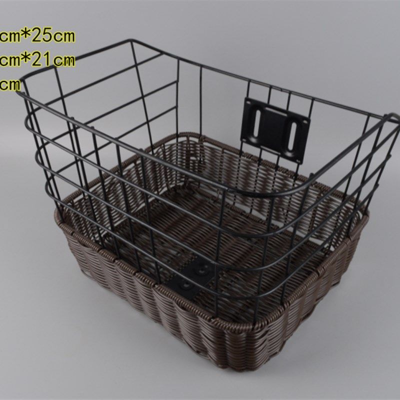 日本自行车配件出口自行车复古车筐 车篓 大号PE编织复古车筐车篮