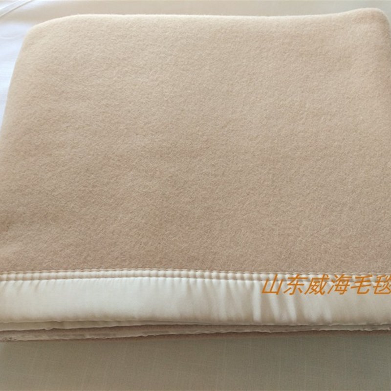 100%纯羊毛毯 加厚保暖铺盖被绒毯子全新米驼色床上平整春秋卧室