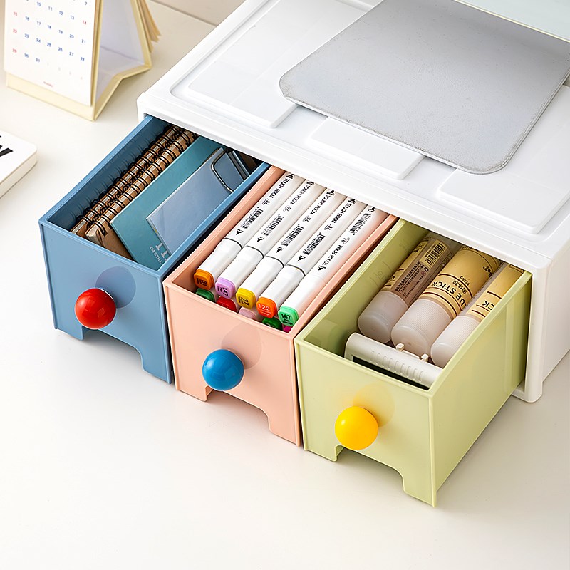 显示器增高架带抽屉办公室桌面收纳盒台式电脑屏幕工位支架置物架