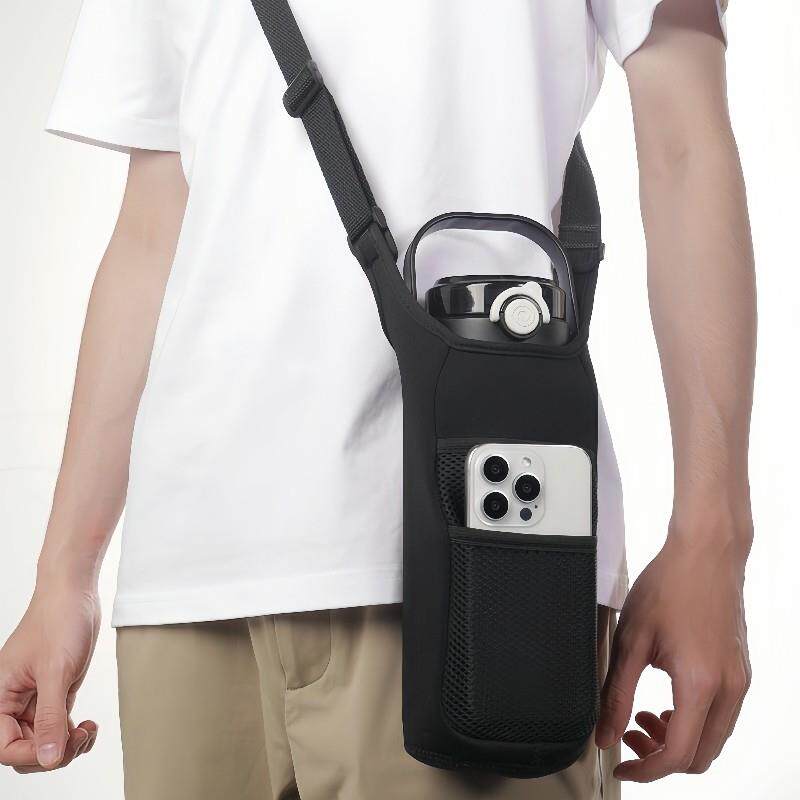 大号斜挎背式保温水杯包杯套保护套防水防摔杯套水壶背带户外便携