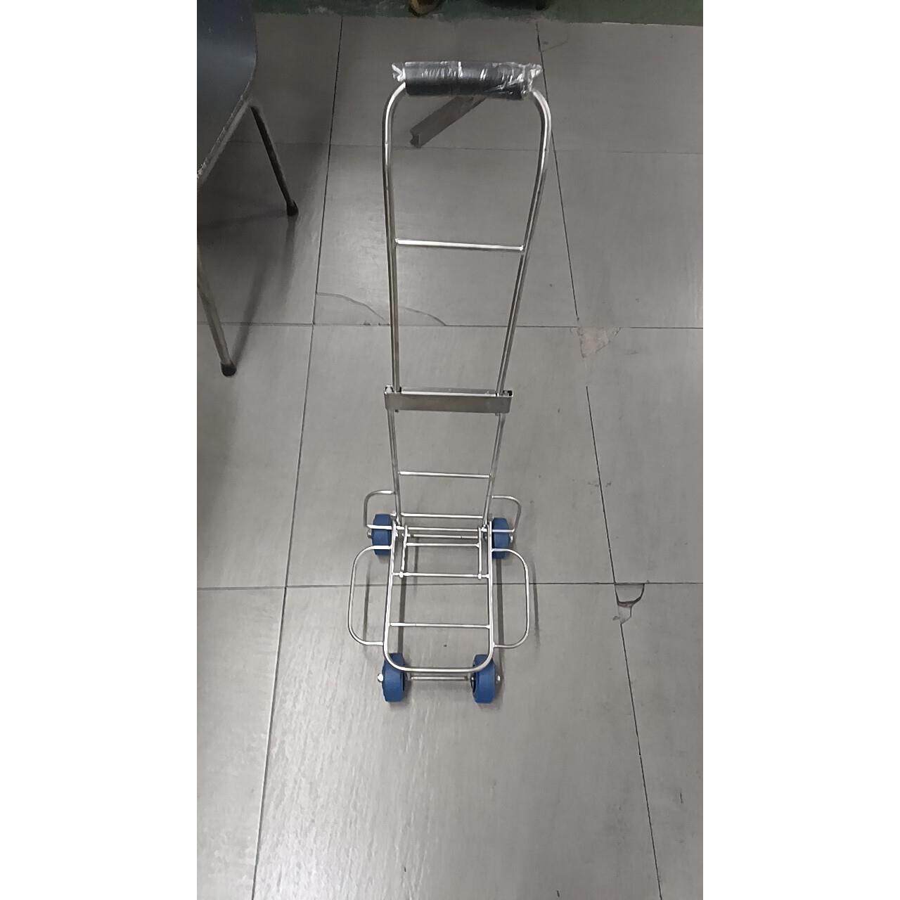 实心不锈钢迷你折叠行李车万向轮带煞车加固小拉车可携式购物车