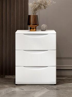 北欧床头柜全实木三斗白色胡桃现代迷你卧室储物床边整装落地柜子