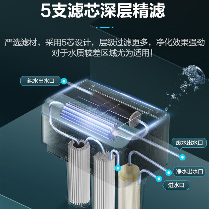 安吉尔净水器家用母婴直饮反渗透厨房自来水过滤器RO滤芯净水机V6