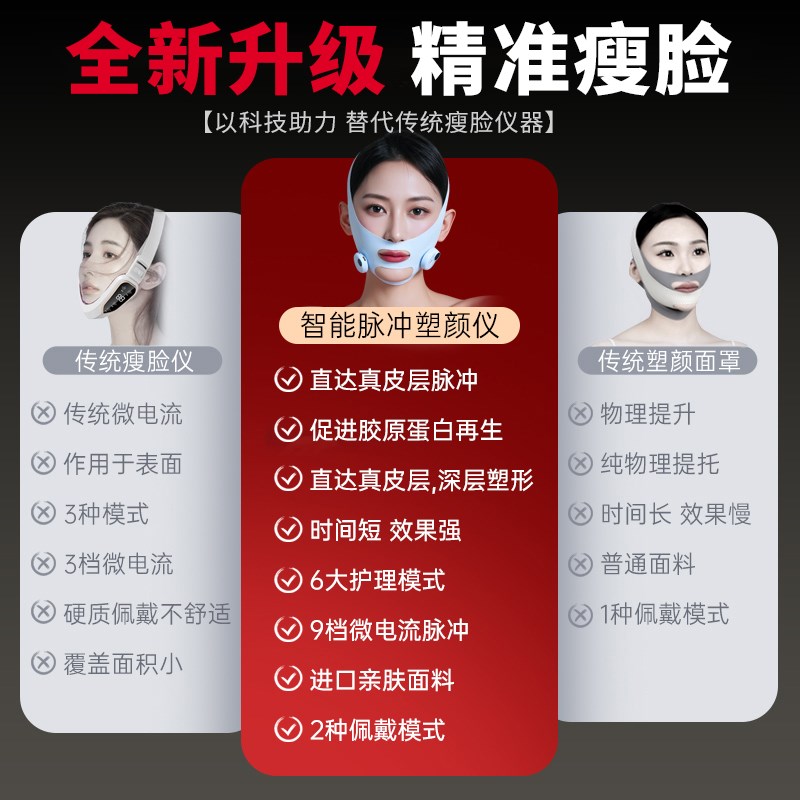 瘦脸仪塑颜面部提拉紧致神器改善去除双下巴美容V脸绷带提升面罩