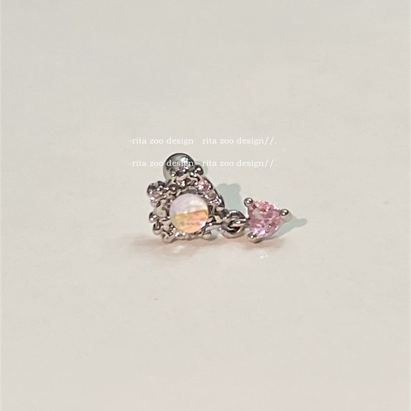 【Rita Zool】甜味少女趴~澳宝人鱼姬渐变粉锆爱心甜酷耳骨钉耳蜗