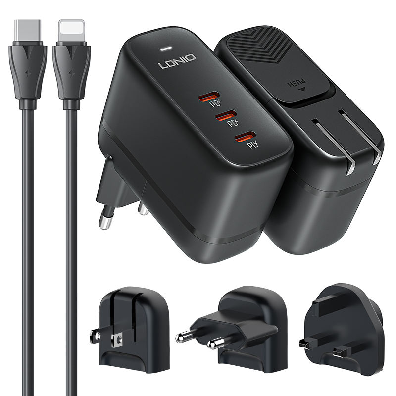 3PD国际版全球通用旅行万能充电器带转换头插座65W多快充电源插头