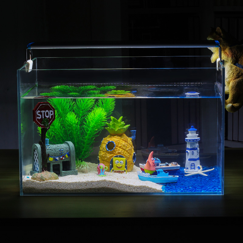 鱼缸装饰品造景小摆件创意灯塔渔船警示牌珊瑚海底世界水族箱套餐