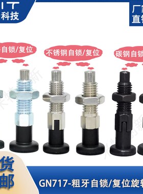 旋钮柱塞GN717冈特分度销弹簧柱塞直径6/8碳钢发黑固定位锁紧销