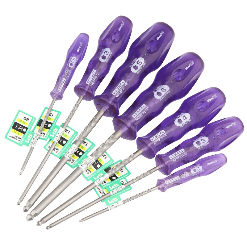 日本威威VESSL加硬手柄内六角螺丝刀B-5400BP球头六角手批螺丝刀