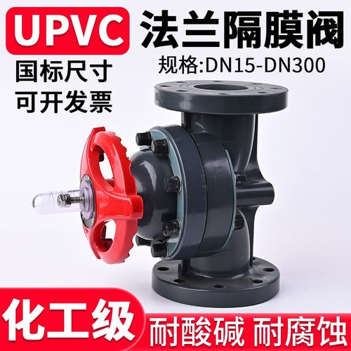 UPVC法兰隔膜阀国标化工PVC管道快装衬氟膜片单向截止阀美标日标