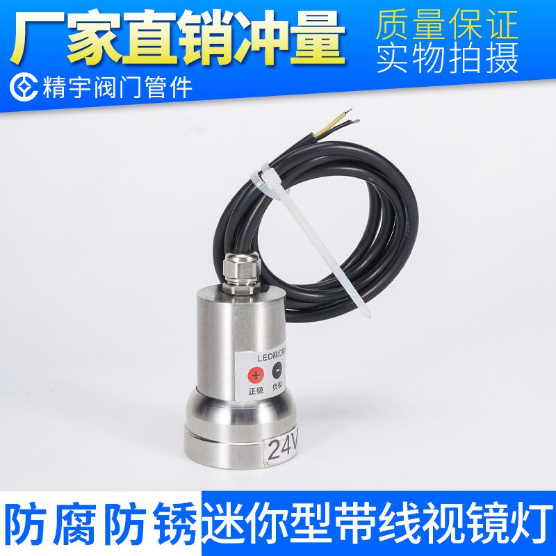 304不锈钢快装迷你视镜灯LED照射灯 24V罐用设备接线射灯观察灯7W