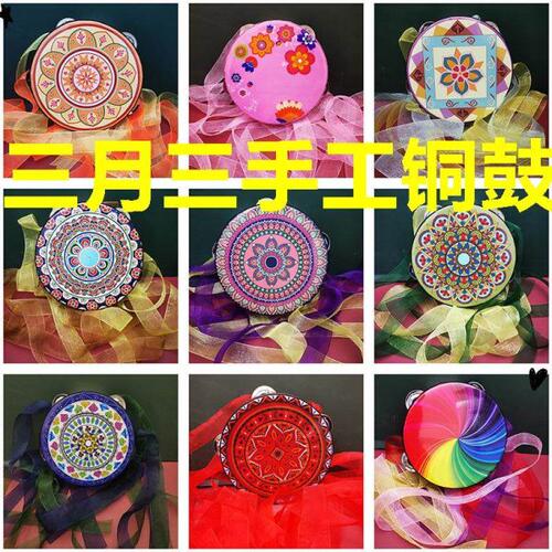 广西三月三壮族铜鼓手工艺品3月3儿童手摇鼓铃鼓铜鼓民族创意礼品