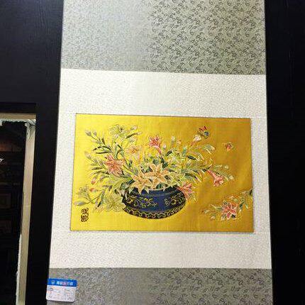出国礼品 南京特产 南京云锦研究所 吉祥云锦 百合升平挂件挂轴