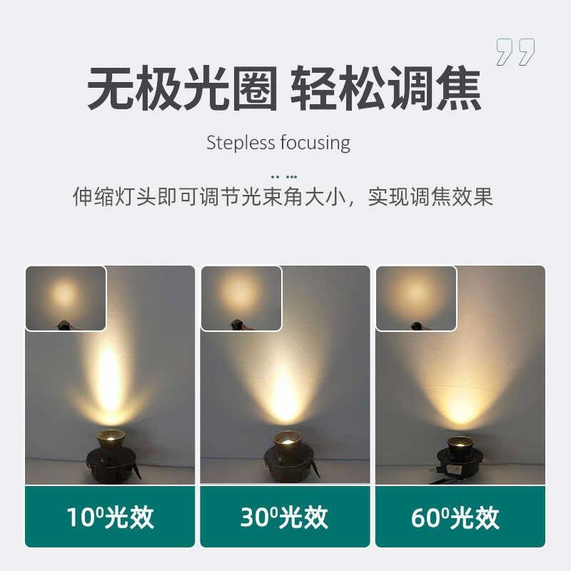 黑色小角度防眩可调焦射灯led氛围聚光灯1W3W嵌入式开孔4.5公分cm