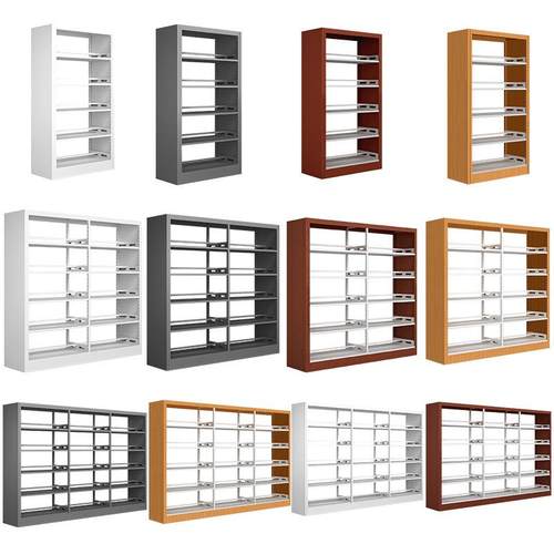 图书馆书架钢制书店学校单双面资料架阅览室档案架铁架铁皮图书柜